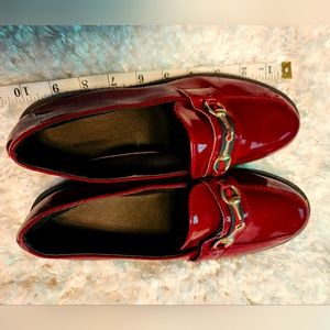 Red Patent Leather Horsebit Ribbon Loafer Euro Size 40(P1)